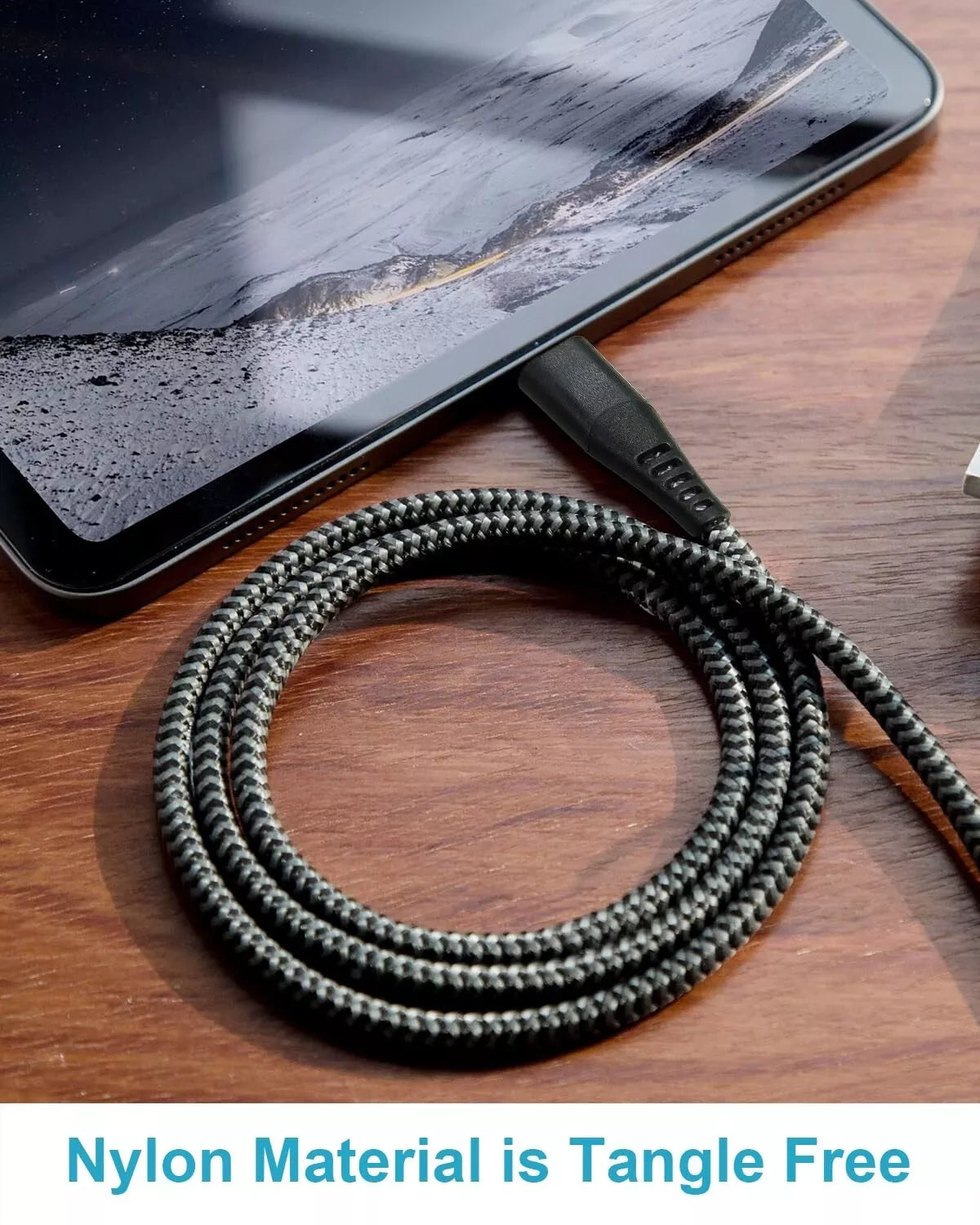 2M Type C to Type C Cable - 60W Fast Charging Braided USB-C Lead + Free Adapter