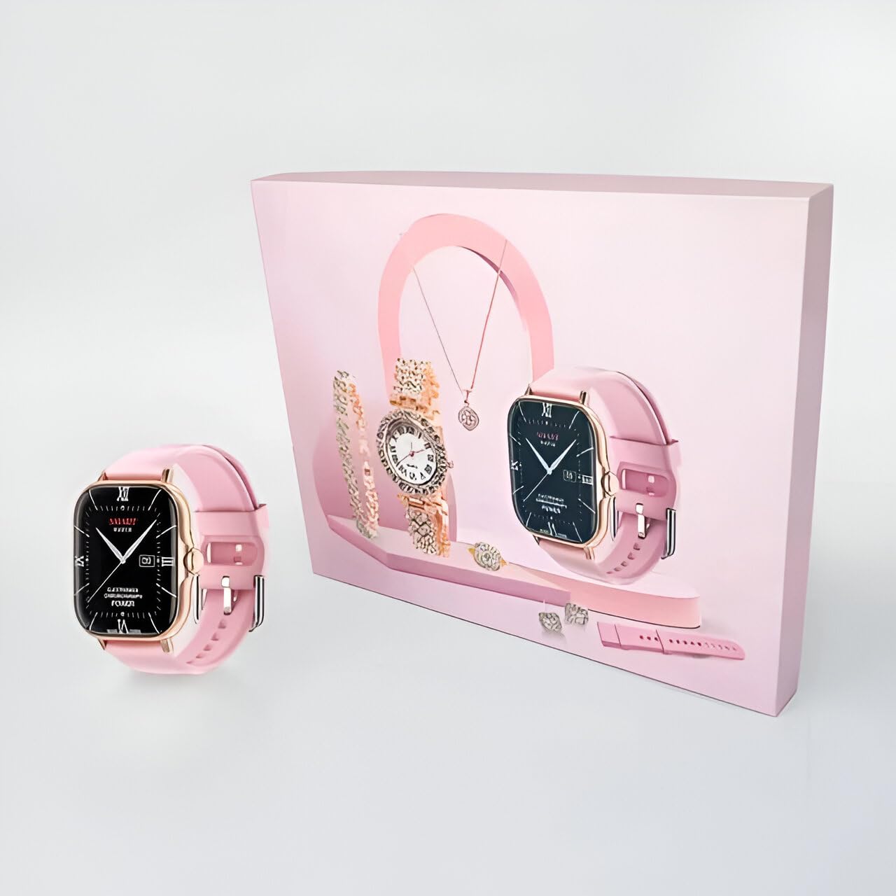 A58 Plus 2.02" Smartwatch Gift Set with Luxury Jewelry – SIM Enabled, Fitness Tracker, Full Gift Box