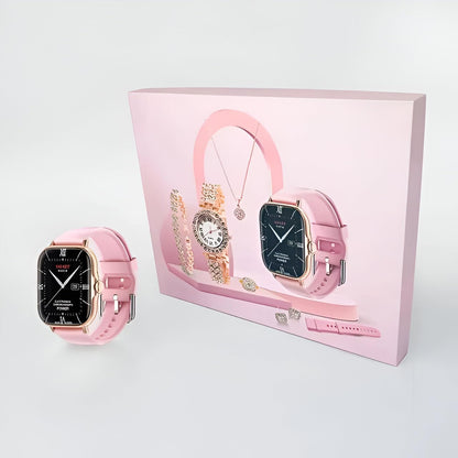 A58 Plus 2.02" Smartwatch Gift Set with Luxury Jewelry – SIM Enabled, Fitness Tracker, Full Gift Box