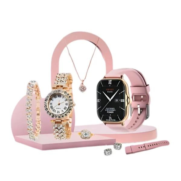 A58 Plus 2.02" Smartwatch Gift Set with Luxury Jewelry – SIM Enabled, Fitness Tracker, Full Gift Box