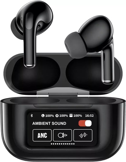 Wireless Earbuds Headphones Bluetooth 5.4, Touch Screen Display iPhone & Android